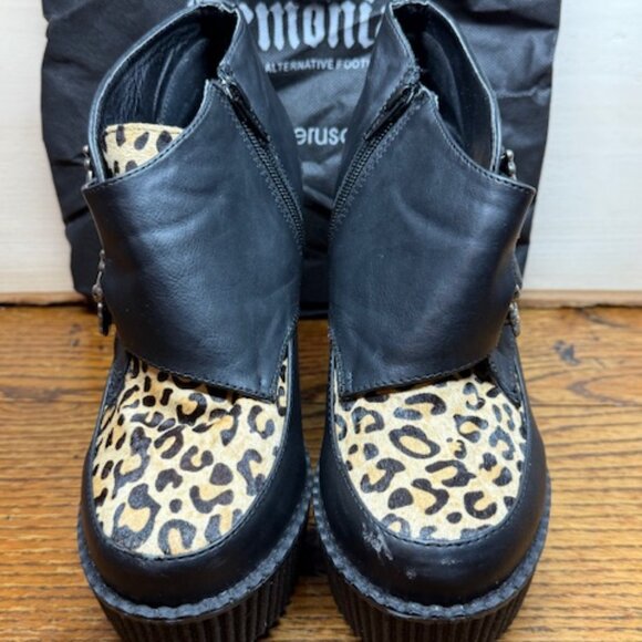 Demonia Creeper-306 | Black & Leopard Creepers | Size 9 | With Box - Picture 2 of 7